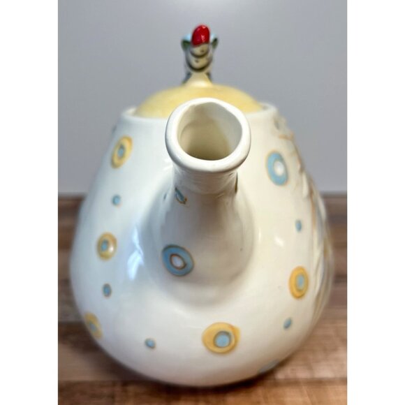 Blue Sky Lynda Corneille Handcrafted Ceramic Cat Teapot With Whimsical Fish Lid - Picture 3 of 7